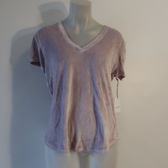NWT Womens Bella Dahl Lilac Mist V-Neck Velour Blouse Top M - Picture 5 of 9